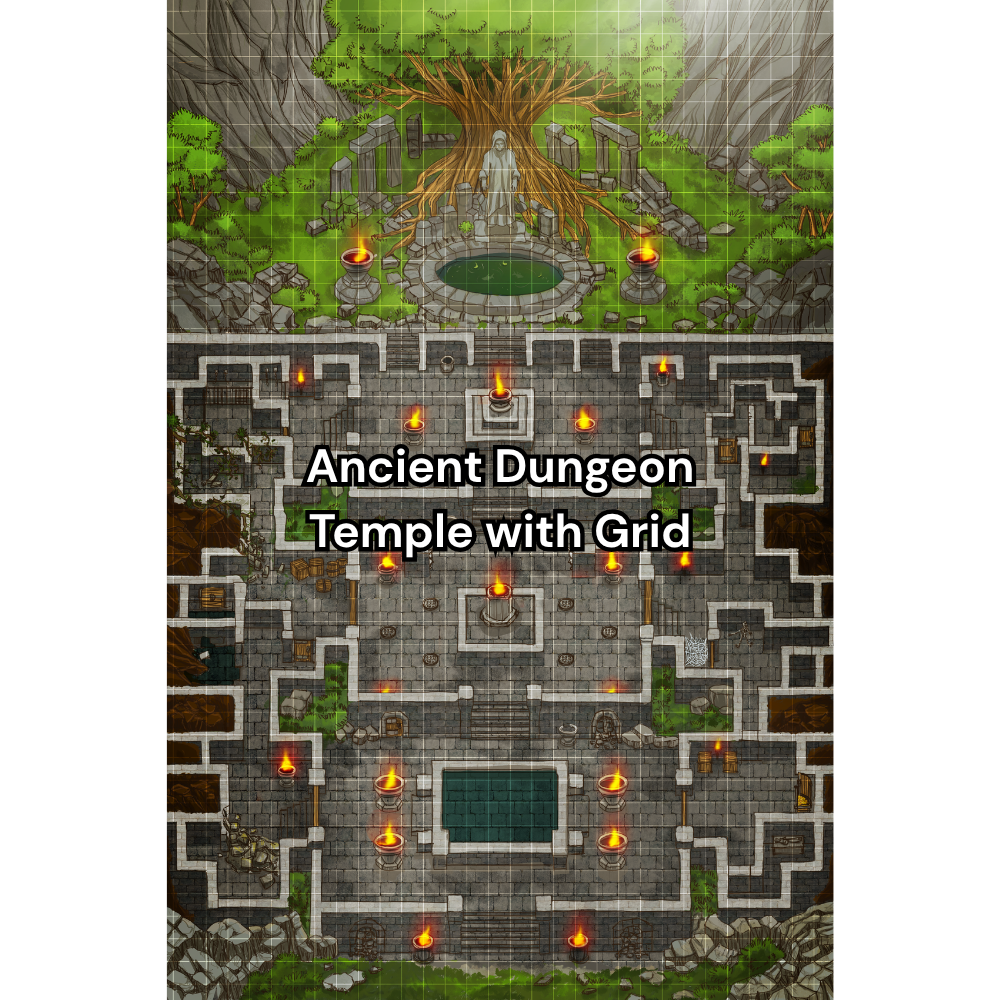 Free Ancient Dungeon Temple RPG Battle Map [36x24]