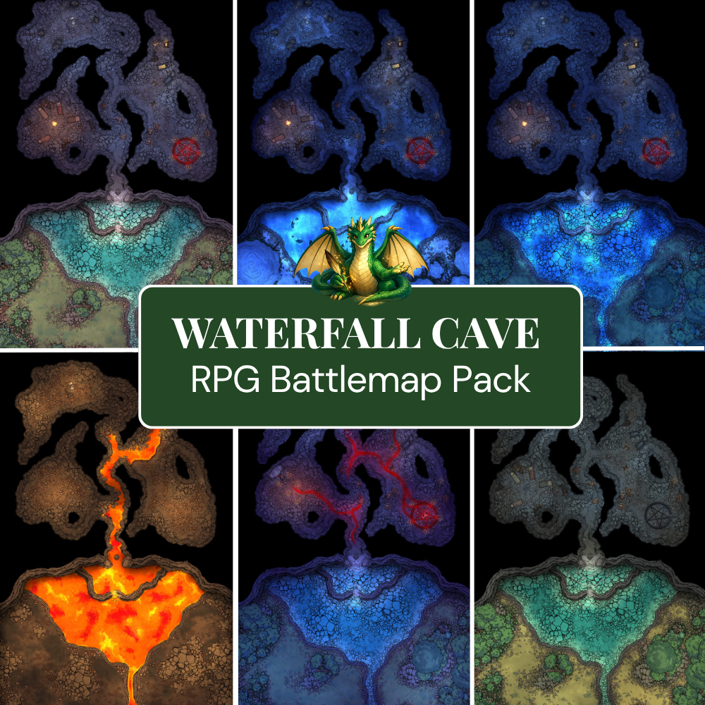 Waterfall Cave RPG Battlemap Pack [26x42]